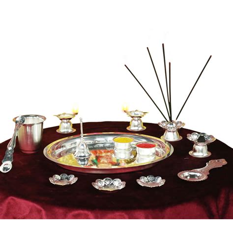 Buy Silver Plated 14 Pcs Pooja Set Online At Best Price In India On