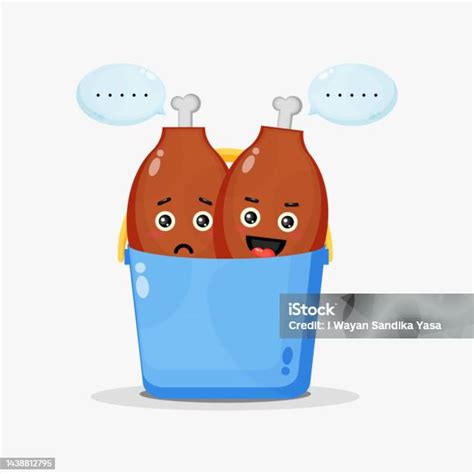 Maskot Paha Ayam Lucu Dalam Ember Ilustrasi Stok Unduh Gambar