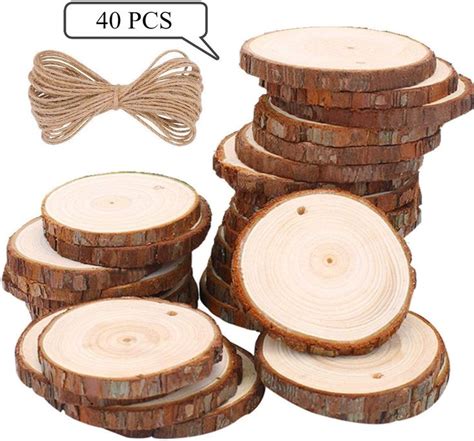 Wood Slices Ticiosh Craft Unfinished Wood Kit Predrilled With Hole