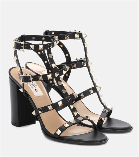 Valentino Garavani Rockstud Leather Sandals in Black - Valentino ...