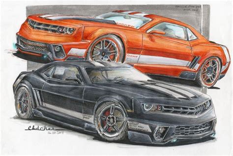 Two Cars Are Shown Side By Side In This Drawing