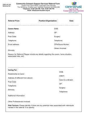 Fillable Online Carerstrusttw Org Community Outreach Support Services
