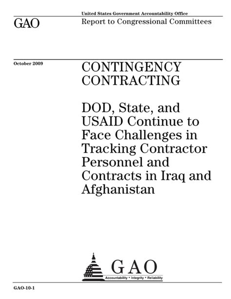 Gao Contingency Contracting Dod State And