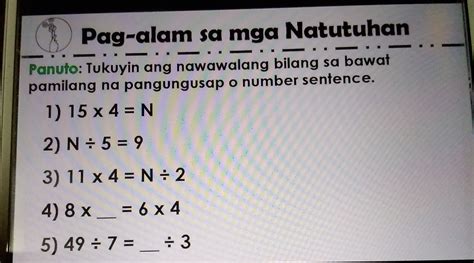 Solved Pag Alam Sa Mga Natutuhan Panuto Tukuyin Ang Nawawalang Bilang