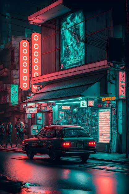 Premium Photo | Streets of Tokyo city night neon lights hand drawn ...