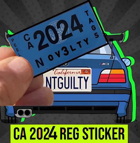 Ca 2024 Dmv Novelty Registration Sticker California Car Blue Etsy