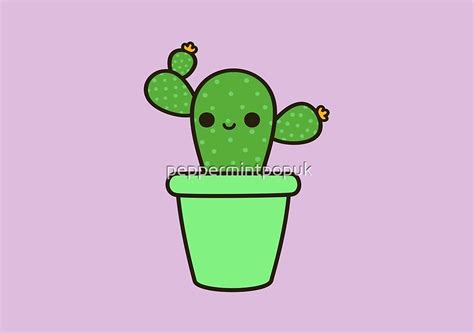 Cute Cactus In Green Pot By Peppermintpopuk Redbubble