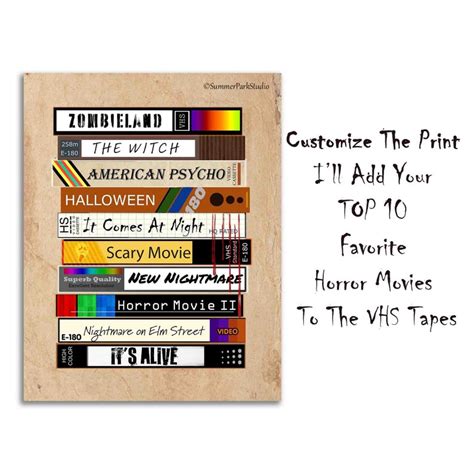 Horror Movie VHS Tapes Custom Art Print add Your Top 10 - Etsy