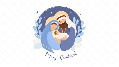 Holy Family Christmas Illustration - Graphics | Motion Array