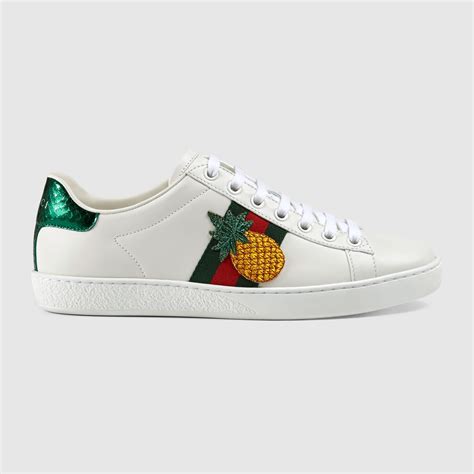 White Leather Ace Embroidered Sneaker Gucci Us