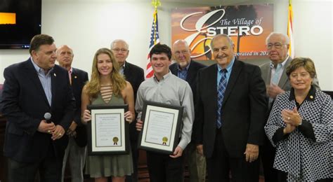 Estero High School students honored at Council meeting on March 7, 2018 - Village of Estero, FL