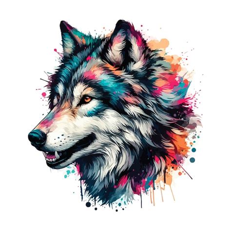 Arte Digital De La Cabeza De Lobo En Estilo Acuarela Ilustraci N