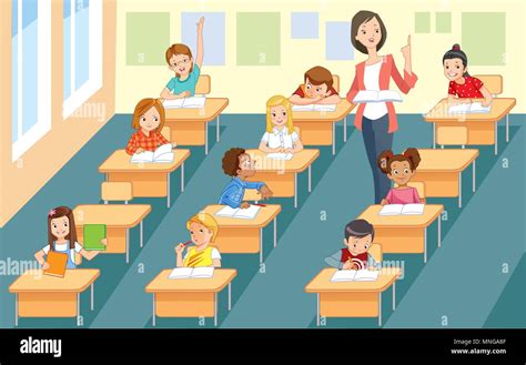 elementary teacher   class  large group  children stock