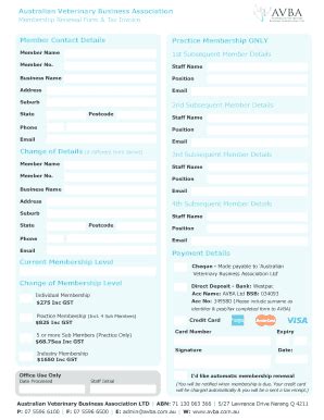 Fillable Online Membership Renewal Form Tax Invoice Fax Email Print