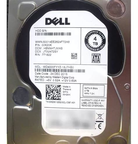 Hd Sata 4tb Dell 00k20k 3 5 Dell 0k20k Hard Drive 4tb 7 2k Sata 3 5in 6gbps Hot Plug