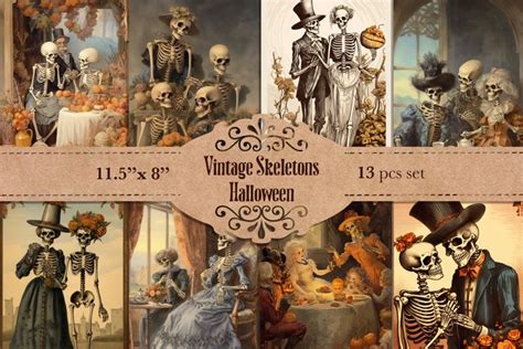 Vintage Halloween Cards Ephemera Halloween Skeletons