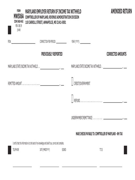 Form Md Comptroller Mw A Fill Online Printable Fillable Blank