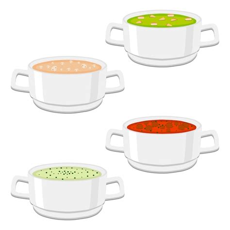 Premium Vector Various Ceramic Bowl Of Soup