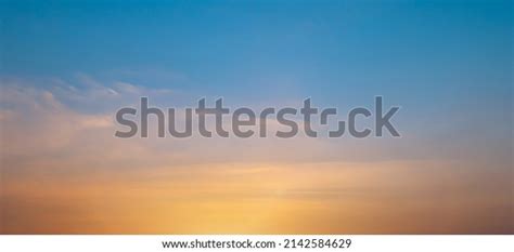 Bright Orange Sunset Sky Background Gentle Stock Photo 2142584629