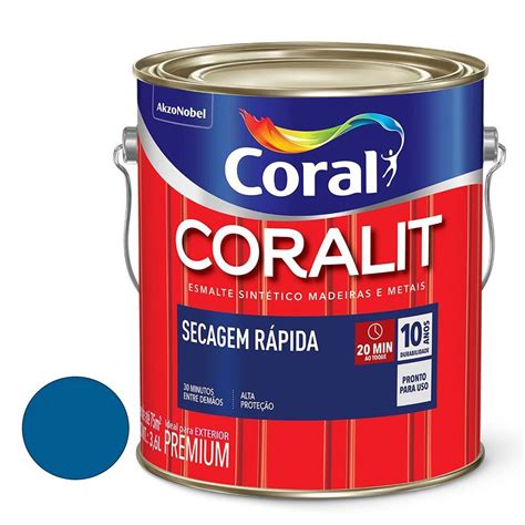 Tinta Esmalte Brilhante Coralit Secagem R Pida Azul Fran A Litros