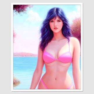 Sd Phoebe Cates A Painting Of A Woman In A Pink Bikini Inspired