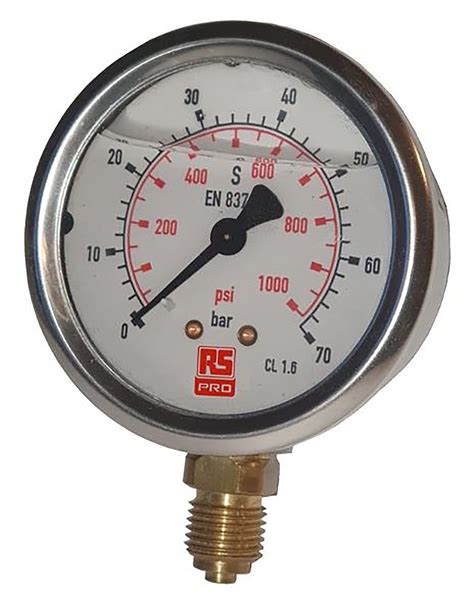 RS PRO G 1 4 Bottom Entry Pressure Gauge 400bar 0bar Min RS