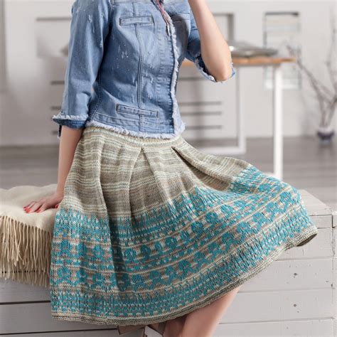 Жаккардовая юбка со складками, схема в PDF с описанием #4813