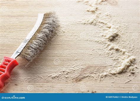 Hand wire brush for wood. stock photo. Image of steel - 84976462