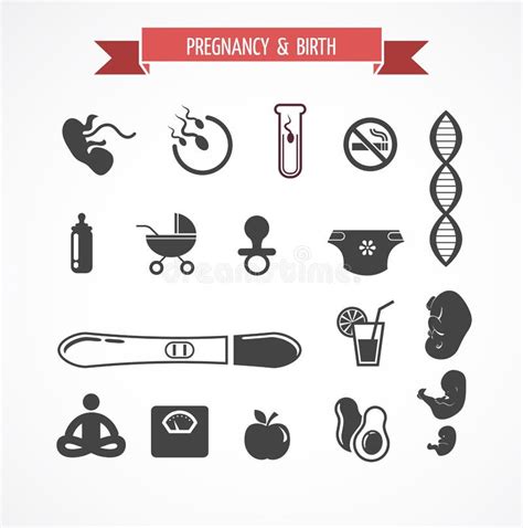 Pregnancy And Birth Infographics Icon Set Stock Vector Illustration