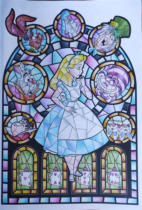 Alice Coloriage Vitraux Disney Vitrail Disney Coloriage Dessin Zen