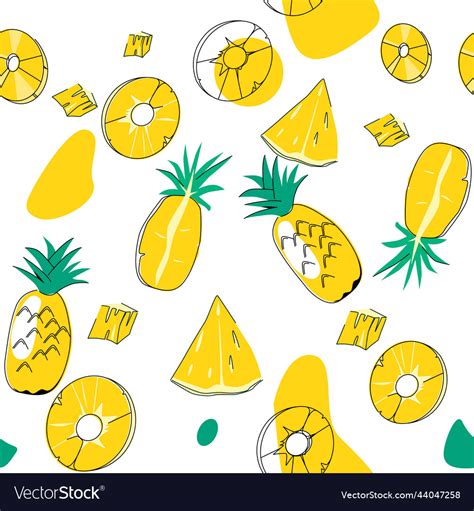 Seamless Pattern With Pineapple Fruits Suitable Vector Image