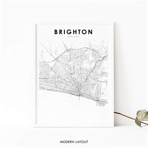 Brighton England Map Print United Kingdom UK Map Art Poster | Etsy