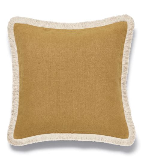 Stonewashed Linen Cushion Cover With Fringing Ochre Yellow Oka