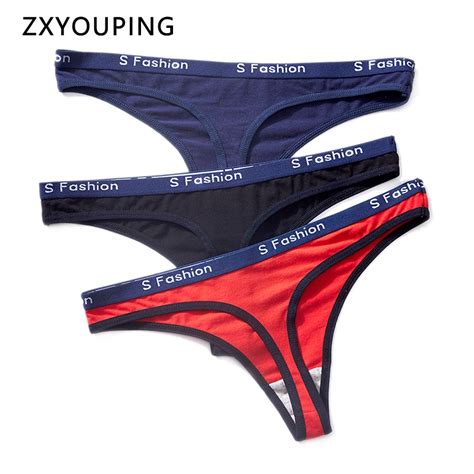 Women Thong Cotton Panties Sexy Lingerie Underwear Letter Seamless G String Low Rise T Back M Xl