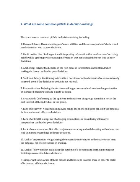 Decision Making What Are Some Common Pitfalls In Decision Making