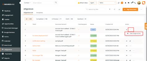 Option To View The Original Document Insuredmine Crm Optimize And