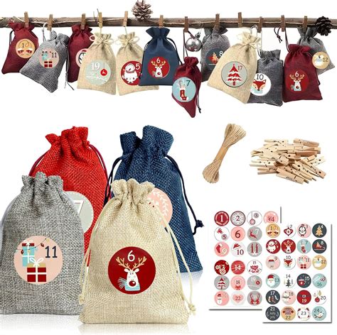 Lot De 24 Sac Calendrier De L Avent Sachets En Toile De Jute DIY