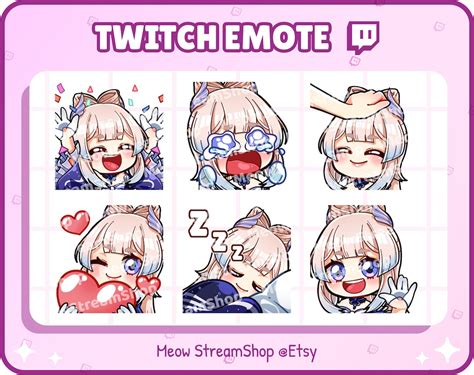 Twitch Emote Sangonomiya Kokomi Emotes Pack Hype Cry Pat Heart Love Sleep Hi Genshin