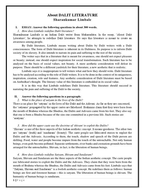 About Dalit Literature Notes 1 Pdf Dalit Aesthetics