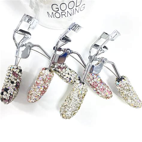 Bling Rhinestone Protable Colorful Eyelashes Curler Tweezer Curling Eye