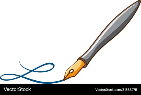 Fountain Pen And Handwriting On White Background Vector Image