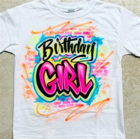 Airbrush Birthday Girl With Bricks Shirt Design Airbrush T Shirts