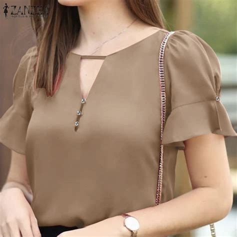 Days Delivery Fancystyle Zanzea Womens Casual Solid O Neck Tops