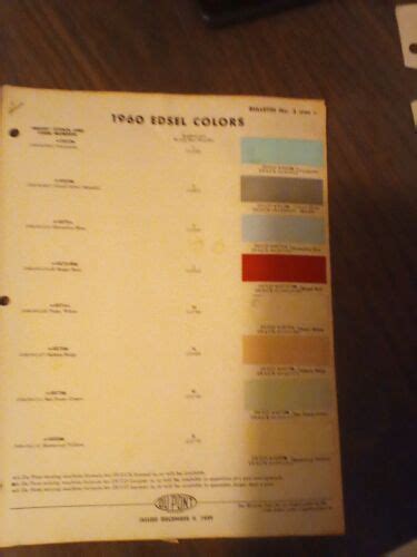 1960 Edsel Paint Charts By Dupont Ebay