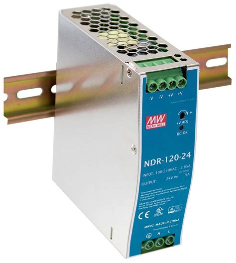 Mean Well NDR 120 24 Rail Mounted PSU DIN 24 V DC 5 A 120 W No Of