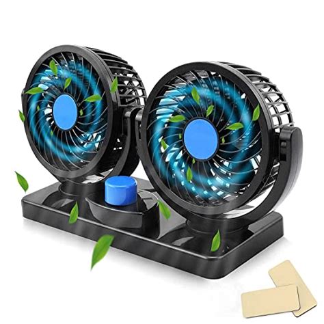 Drumstone Car Fan 12V 360 Degree Rotatable Dual Head 2 Speed Quiet