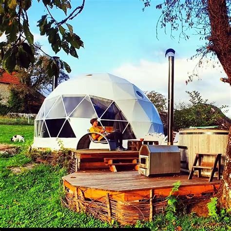 Outdoor Glamping Luxury Pvc Domo Hotel House Steel Tube Geodesic Domes