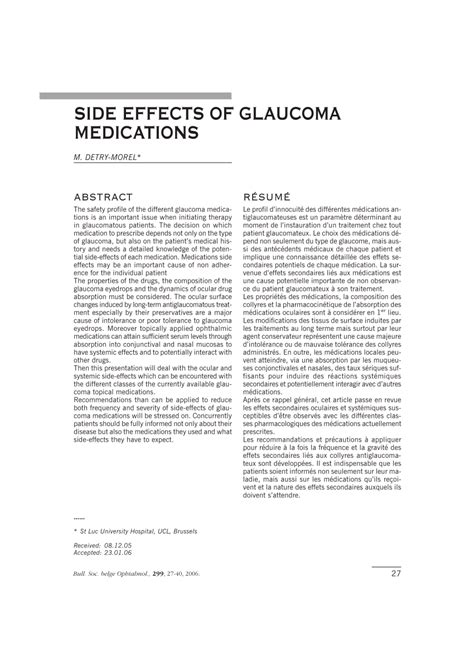 (PDF) Side effects of glaucoma medications