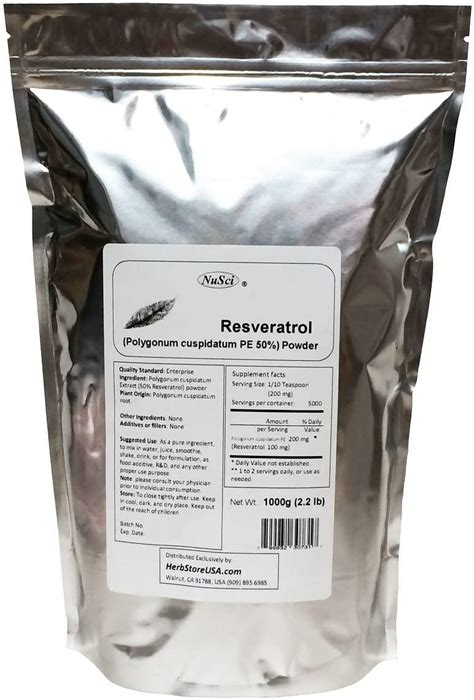 Nusci Pure Resveratrol Powder Standardized 50 Extracted From Polygonum Cuspidatum Root 1000