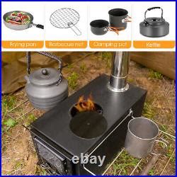 Tomshoo Camping Wood Burning Stove With Detachable Chimney Firewood